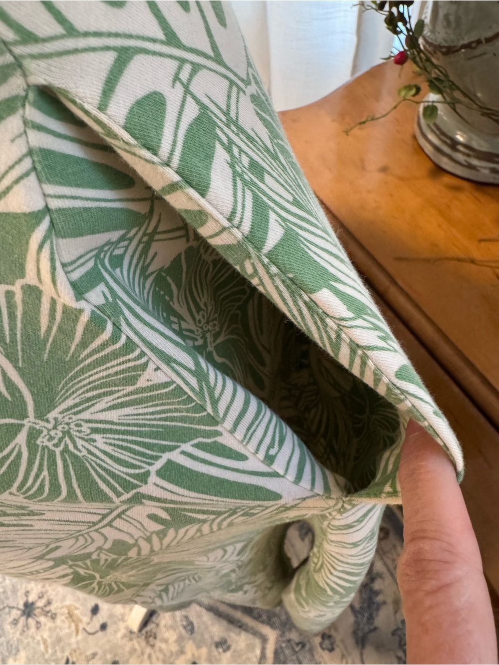 Pact Organic Cotton Green and White Leaf-Print Midi Dress - Picture 5 of 8